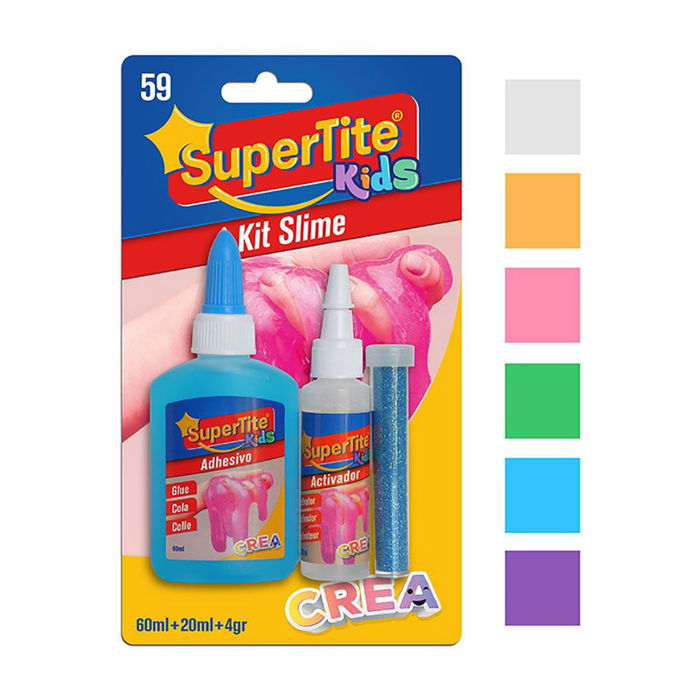 Supertite A2759 Kit Slime en Blíster con Cola, Activador y Purpurina, Colores Surtidos, Infantil, 60 ml + 20 ml Supertite A2759 Kit Slime en Blíster con Cola, Activador y Purpurina, Colores Surtidos, Infantil, 60 ml + 20 ml