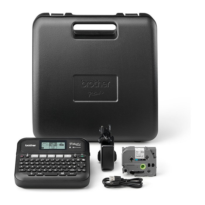 Brother PT-D460BTVP Etiquetadora de sobremesa con USB y Bluetooth 5.0, Kit con maletín, teclado QWERTY, cinta TZe de 18 mm, hasta 16 caracteres
