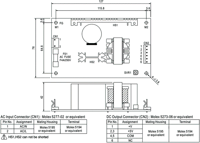 MEAN WELL PD-65A Fuente de alimentación abierta de 61,1W MEAN WELL PD-65A Fuente de alimentación abierta de 61,1W