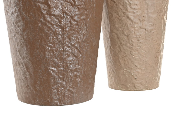 DKD Home Decor Jarron Moderno Beige Dorado Metal Set de 2 Piezas 29 x 53 x 28 cm