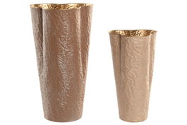 DKD Home Decor Set de 2 Jarrones de Metal Beige y Dorado