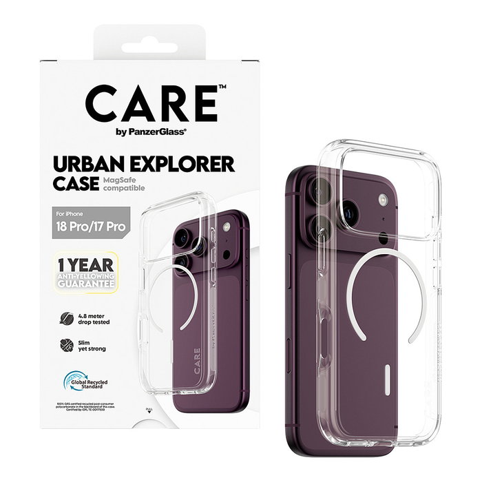 PanzerGlass CARE Urban Explorer Case Transparente Blanco MagSafe para iPhone 17 Pro / 18 Pro PanzerGlass CARE Urban Explorer Case Transparente Blanco MagSafe para iPhone 17 Pro / 18 Pro