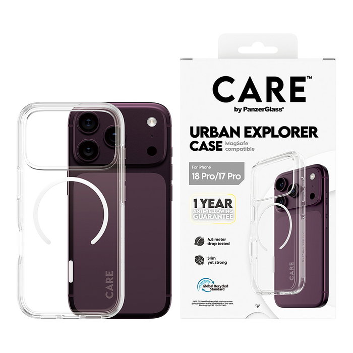 PanzerGlass CARE Urban Explorer Case Transparente Blanco MagSafe para iPhone 17 Pro / 18 Pro PanzerGlass CARE Urban Explorer Case Transparente Blanco MagSafe para iPhone 17 Pro / 18 Pro
