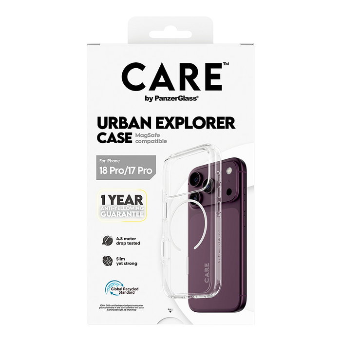 PanzerGlass CARE Urban Explorer Case Transparente Blanco MagSafe para iPhone 17 Pro / 18 Pro PanzerGlass CARE Urban Explorer Case Transparente Blanco MagSafe para iPhone 17 Pro / 18 Pro