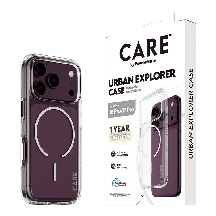 PanzerGlass CARE Urban Explorer Case Transparente Blanco MagSafe para iPhone 17 Pro / 18 Pro PanzerGlass CARE Urban Explorer Case Transparente Blanco MagSafe para iPhone 17 Pro / 18 Pro