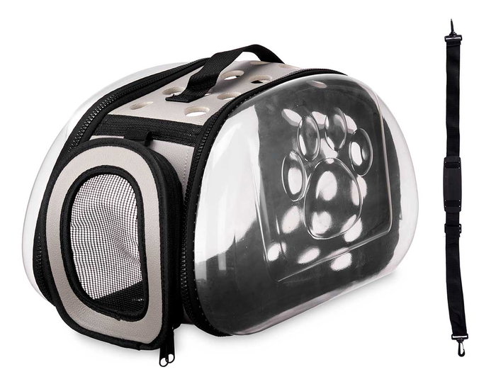 Mascow Transportín Transparente Gris Pequeño 37x22x7.5 cm (Set de 6)