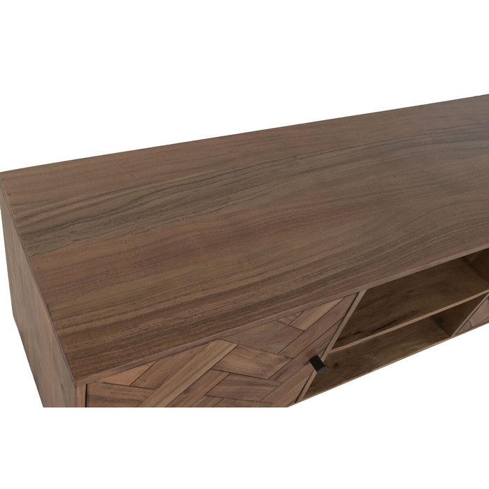 DKD Home Decor Mueble TV Espiga de Acacia y Metal Marrón