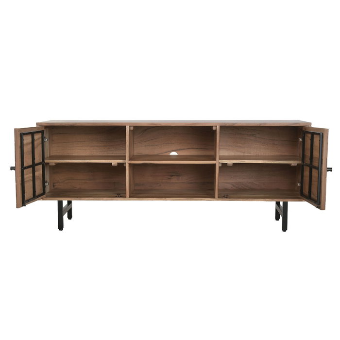 DKD Home Decor Mueble TV Espiga de Acacia y Metal Marrón