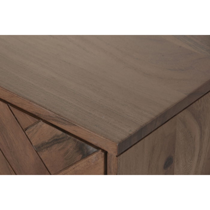 DKD Home Decor Mueble TV Espiga de Acacia y Metal Marrón