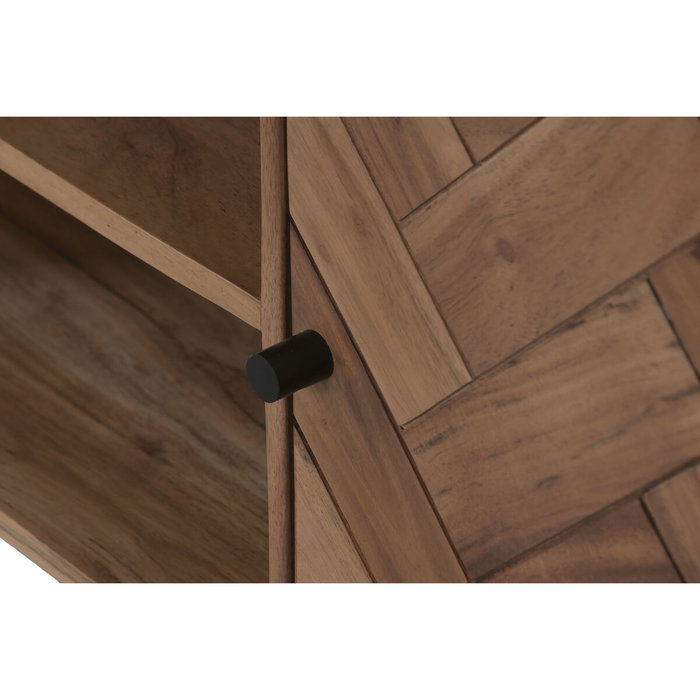 DKD Home Decor Mueble TV Espiga de Acacia y Metal Marrón