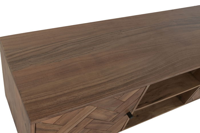 DKD Home Decor Mueble TV Moderno Marron Negro 140 x 40 x 55 cm