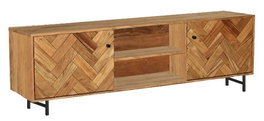 DKD Home Decor Mueble TV Espiga de Acacia y Metal Marrón