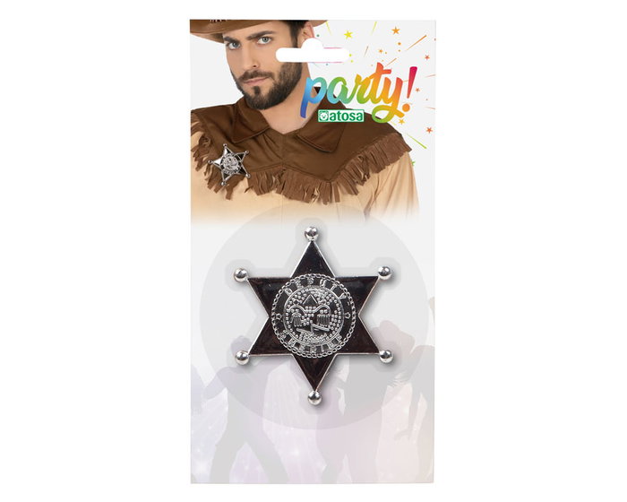 Estrella De Sheriff Metálica Plateada 11x11 cm Accesorio Disfraz Policía Lejano Oeste Vaquero