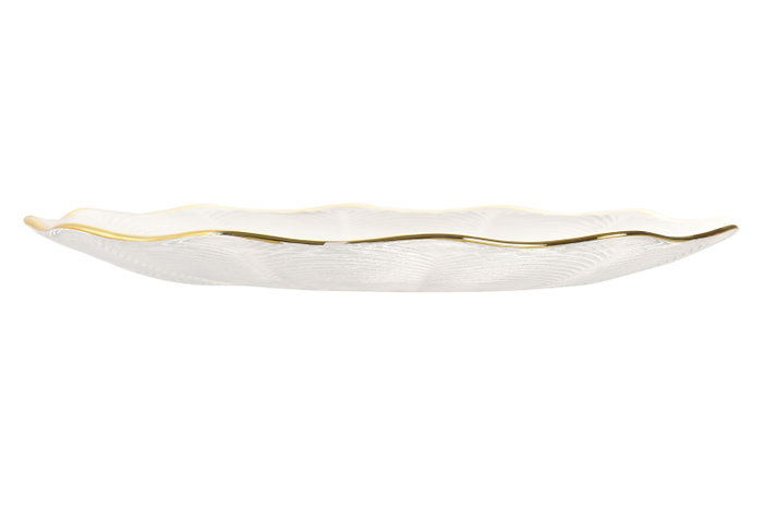 DKD Home Decor Plato Glam Cristal Transparente con Reborde Dorado para Postres o Snacks, 22 x 22 cm (Set de 6 Unidades)