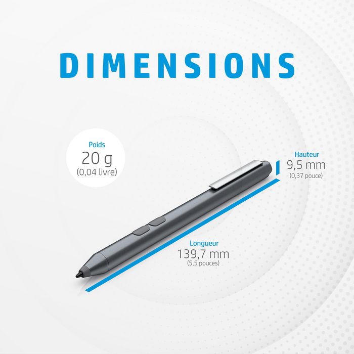 HP HP MPP 1.51 Pen Stylus Compatible con Microsoft, 2 Botones Personalizables, Precisión de Punta, Hasta 18 Meses de Batería, Clip para Transporte