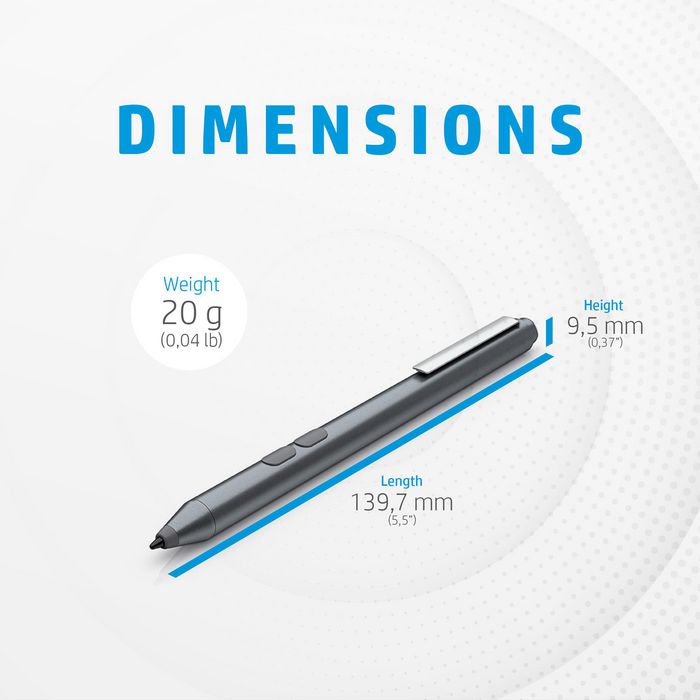 HP HP MPP 1.51 Pen Stylus Compatible con Microsoft, 2 Botones Personalizables, Precisión de Punta, Hasta 18 Meses de Batería, Clip para Transporte