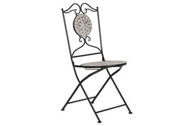 DKD Home Decor Silla Terraza Y Jardin Multicolor Negro 50 x 94 x 42 cm Forja Ceramica