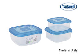 Inde Set de 3 Fiambreras Cuadradas con Tapa Azul (1 L, 1.5 L, 2.5 L)