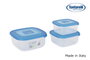 Inde Set de 3 Fiambreras Cuadradas con Tapa Azul (1 L, 1.5 L, 2.5 L)