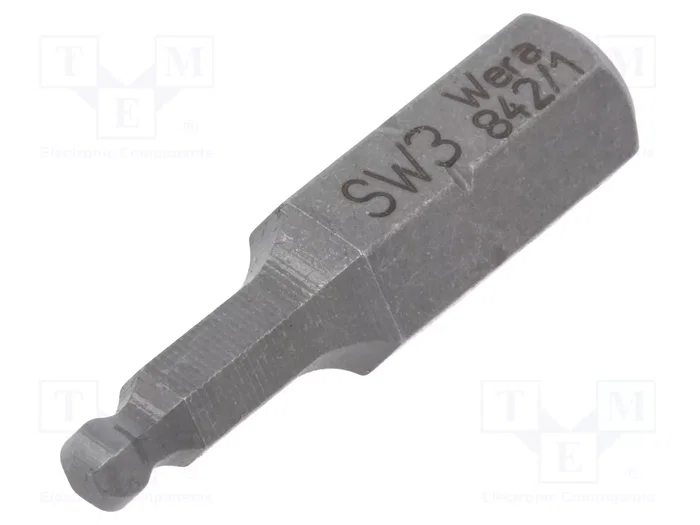 WERA Punta de destornillador hexagonal esférica HEX 3mm 1/4 pulgada WERA Punta de destornillador hexagonal esférica HEX 3mm 1/4 pulgada