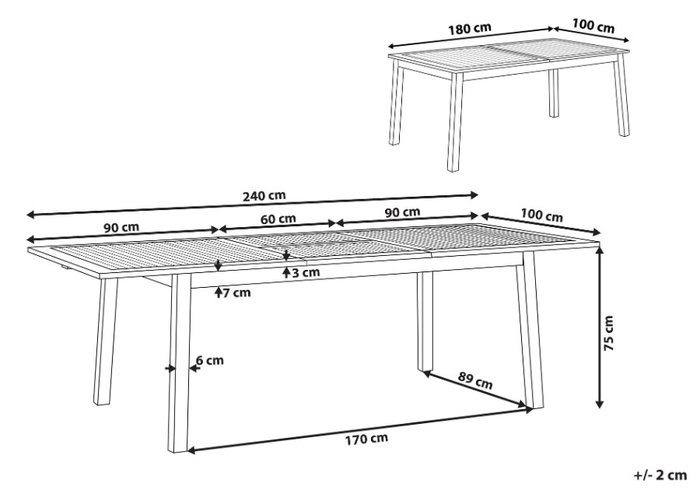 DKD Home Decor Mesa de Comedor de Teca Extensible a 240 cm Marrón