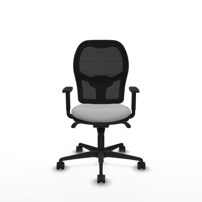 PIQUERAS Y CRESPO Silla de oficina Jorquera con mecanismo Sincro, tela gris claro y malla negra PIQUERAS Y CRESPO Silla de oficina Jorquera con mecanismo Sincro, tela gris claro y malla negra