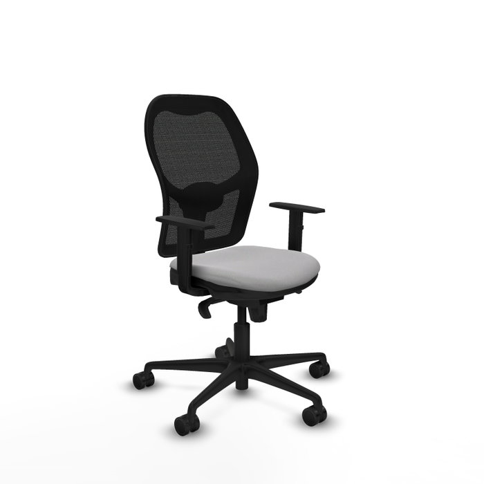 PIQUERAS Y CRESPO Silla de oficina Jorquera con mecanismo Sincro, tela gris claro y malla negra PIQUERAS Y CRESPO Silla de oficina Jorquera con mecanismo Sincro, tela gris claro y malla negra