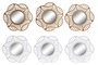 DKD Home Decor Set de 3 Espejos de Cristal 25x25 cm, Surtido Dorado y Blanco