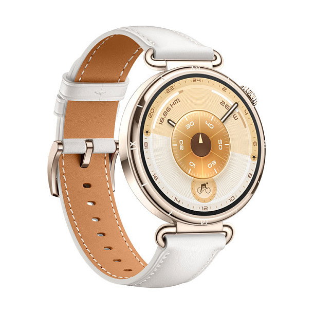 HUAWEI WATCH GT6 41mm Reloj Inteligente Oro con Pantalla AMOLED Táctil 3.35 cm (1.32"), Banda Cuero Blanco, Referencia Konsu-B19L