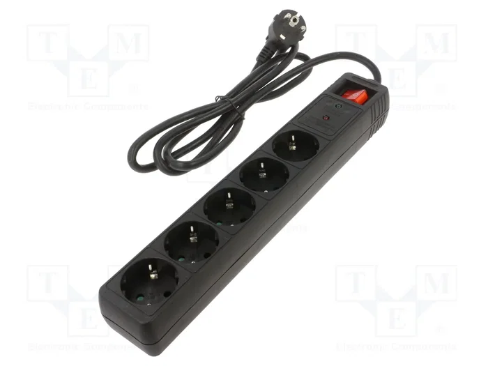 Energenie SPG5-C-15 Regleta Limitador de Tensión con 5 Salidas AC y 4,5 m de Cable, Negro