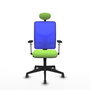 PIQUERAS Y CRESPO Silla de oficina Motilla con mecanismo Sincro, Tela Pistacho y Malla Azul