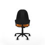 Silla de oficina Algarra con mecanismo Contacto permanente básico tapizada con Similpiel color Naranja. Equipada con Base poliamida negra, Brazos fijos y Ruedas de nailon 50 mm