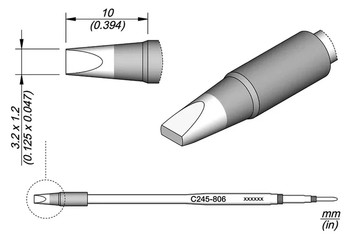 JBC TOOLS Punta de soldadura tipo destornillador prolongada 3,2x1,2mm