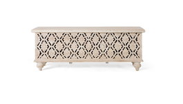 Giner y Colomer Baúl Artisanal de Madera de Mango Blanco Decapé con Apertura Superior