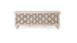 Giner y Colomer Baúl Artisanal de Madera de Mango Blanco Decapé con Apertura Superior