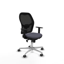 PIQUERAS Y CRESPO Silla de oficina Jorquera con mecanismo sincro, tela gris y malla negra