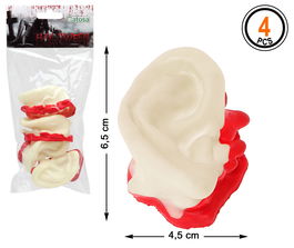 Orejas Sangrientas Halloween 6.5x4.5 cm Pack 4 Unidades para Disfraces y Fiestas Temáticas de Terror