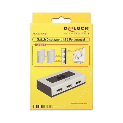 DeLOCK DisplayPort 1.4 Umschalter 2 Port manuell 87668