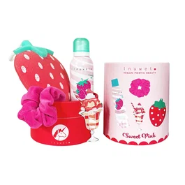 Inuwet Set de Fresa: Limpieza y Humectación con Mousse de Ducha, Esponja y Accesorios