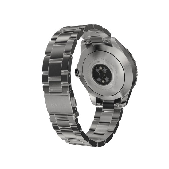 Withings Scanwatch Nova 42 mm Smartwatch Negro Caja Acero Inoxidable Pulsera Plata