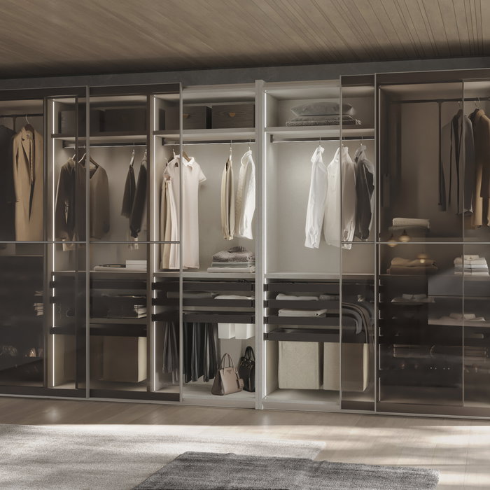 Emuca Bastidor con guías de cierre suave y extracción total para accesorios de armario Quartz, 787-813mm, Aluminio y Plástico, Titanio