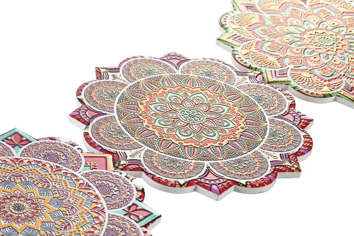 DKD Home Decor Salvamantel Multicolor Dolomita Mandala 20 x 0.7 x 20 cm (12 Unidades)