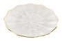 DKD Home Decor Plato de Cristal Relieve Transparente y Dorado 28,4x28,4x2,6 cm