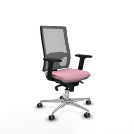 PIQUERAS Y CRESPO Silla de oficina Horna Rosa con mecanismo Sincro y malla Gris