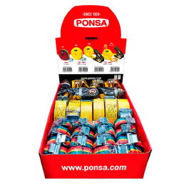 Ponsa 027,659,001,001 Expositor sobre mesa amarre variado 16 trinquetes 25mm-3m, 6 trinquetes 35mm-4m, 3 ratchets basicos 25mm-5m