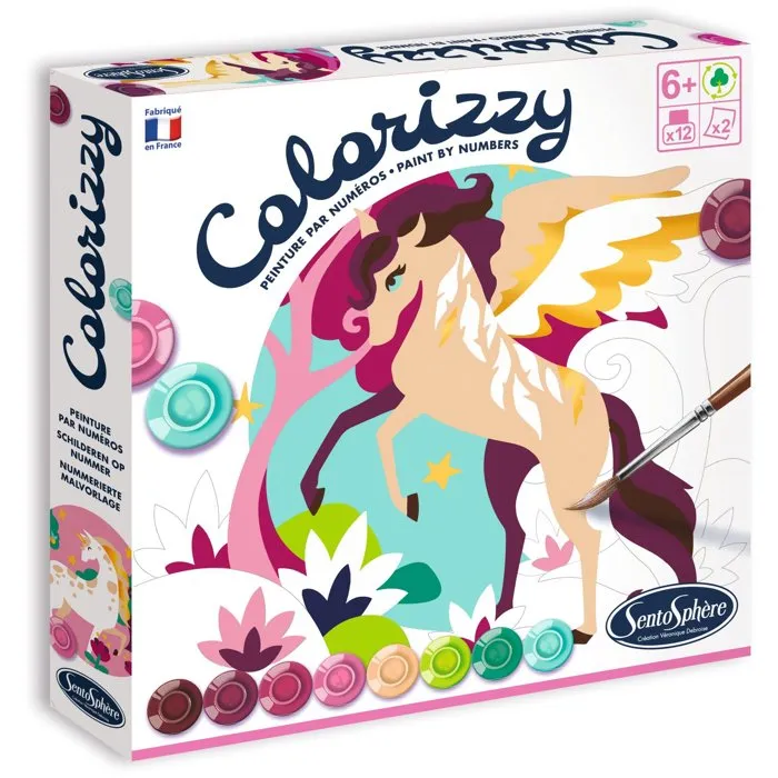 Sentosphere SEN3373910045070 Pintura acrílica por números - Colorizzy - Unicornios - Para jóvenes artistas a partir de 8 años