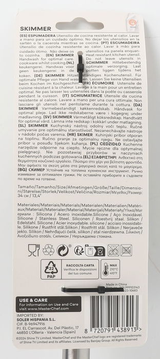 Masterchef Espumadera 34 cm Acero Inoxidable y Silicona (24 Unidades)