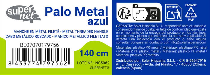 Inde Palo Metal Azul 140 cm (12 Unidades)