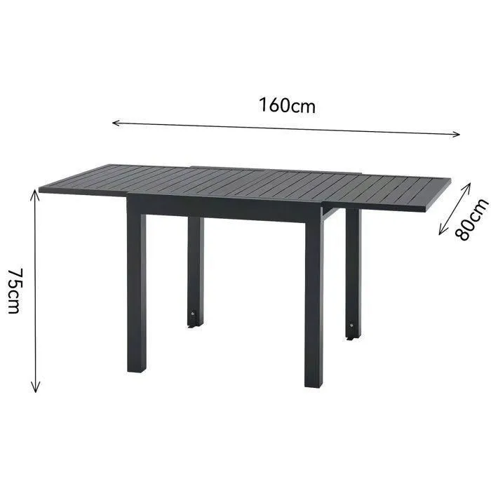 SOLOMA Mesa de Jardín Extensible para 6 Personas, Aluminio, 80/160x80x75 cm - TABLESOLOMA