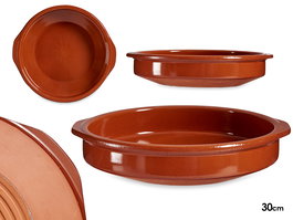 La Dehesa Cazuela Redonda de Barro Refractario Color Miel 30 cm de Diámetro para Hornos y Cocina Lenta (Set de 8)